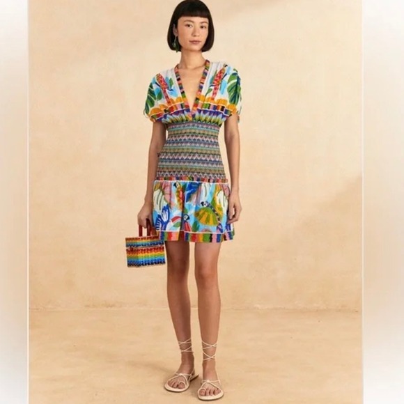 NWT FARM Rio Women's Large Colorful Forest Mini Dress - Picture 2 of 9